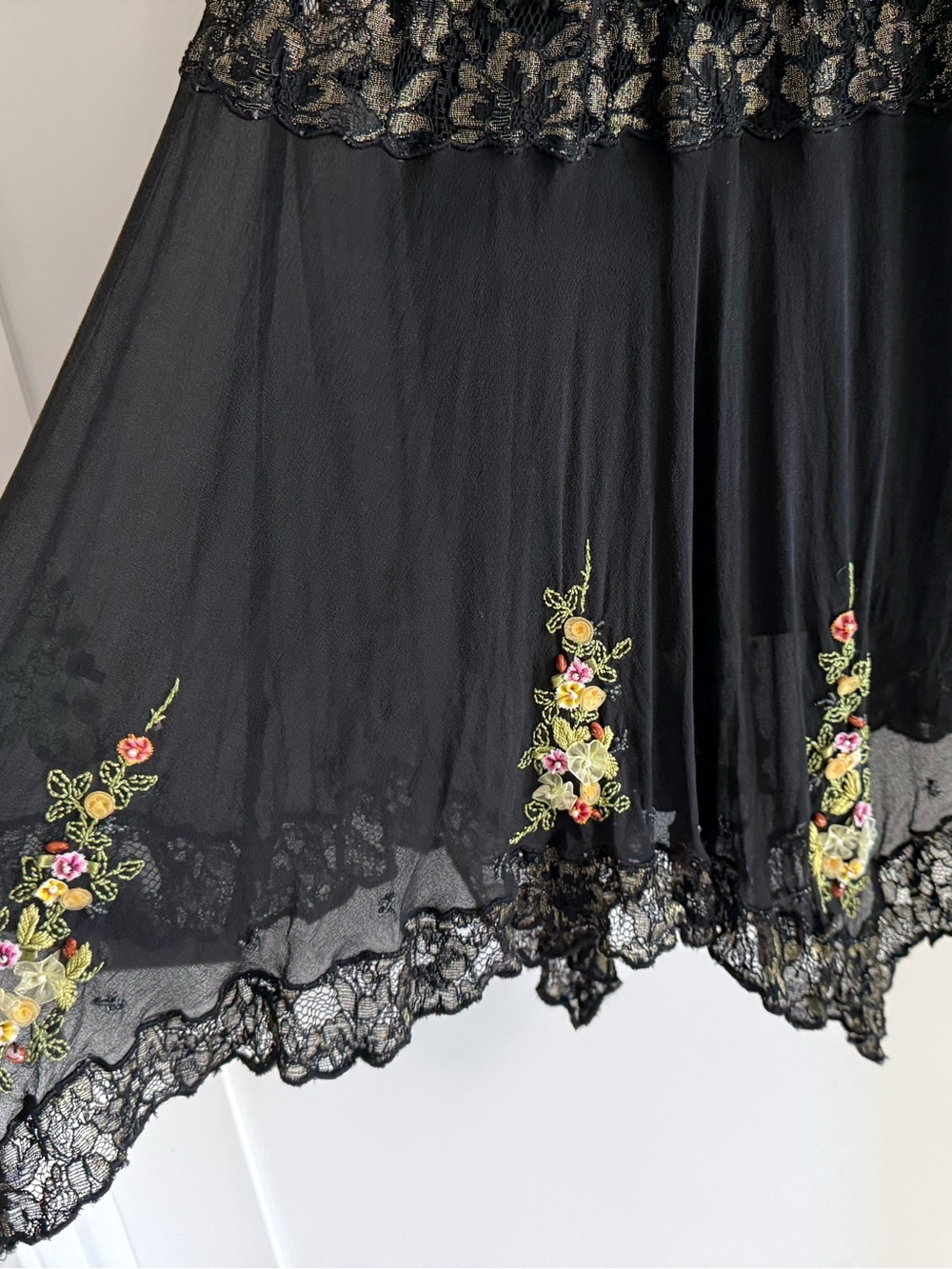 Sue Wong Vintage Silk Fairy Dress Floral Embroidered Beaded Small tagged 10P - Picture 8 of 14